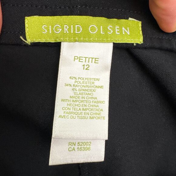 Sigrid Olsen Impressionist Straight Leg Trouser Dress Pants Women 12P Black Work - Picture 6 of 16